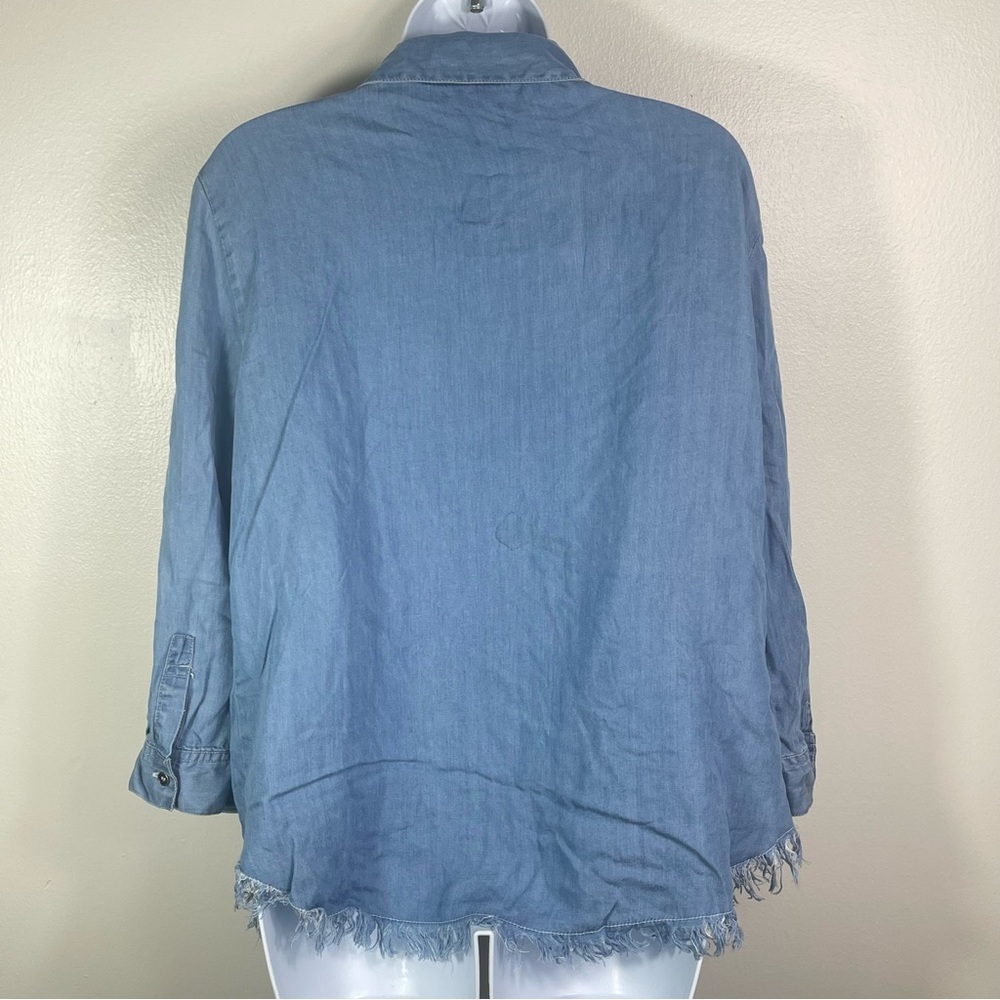 Bohemian Chambray Denim Distressed Top - Picture 5 of 5